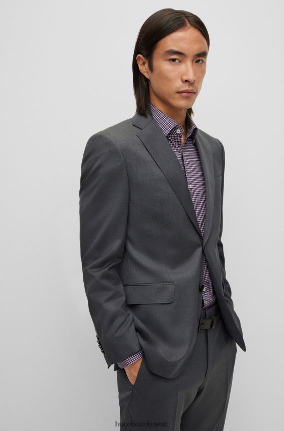 4TFNJN2442 الرمادي الداكن Hugo Boss سترة Hugo ذات المقاس العادي باللون الرمادي الداكن من الصوف البكر