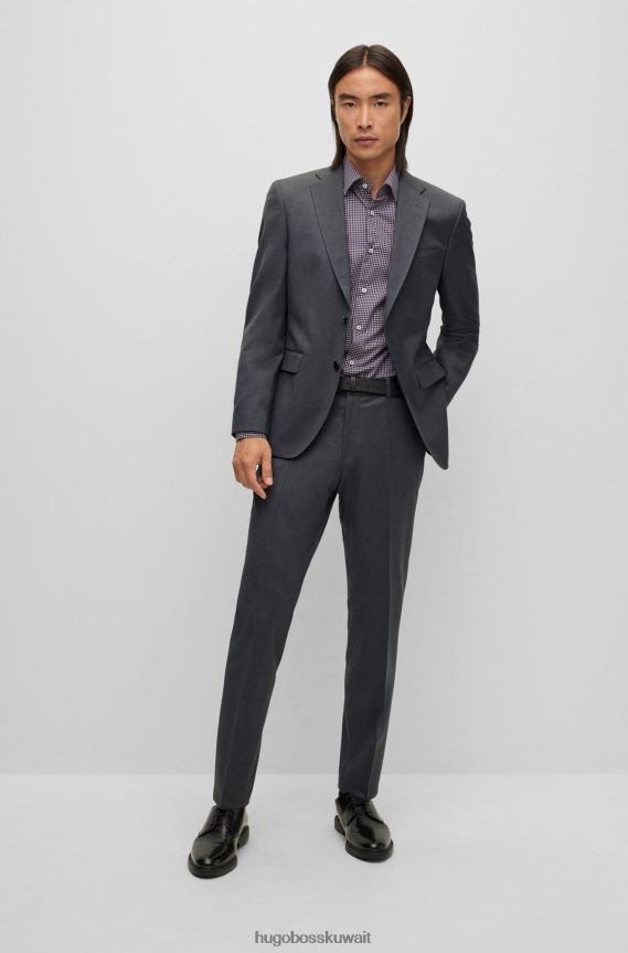 4TFNJN2442 الرمادي الداكن Hugo Boss سترة Hugo ذات المقاس العادي باللون الرمادي الداكن من الصوف البكر