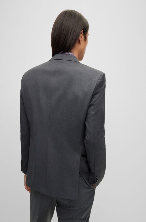 4TFNJN2442 الرمادي الداكن Hugo Boss سترة Hugo ذات المقاس العادي باللون الرمادي الداكن من الصوف البكر