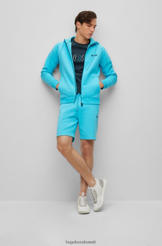 4TFNJN2448 أزرق غامق Hugo Boss تي شيرت هوغو من الجيرسي القطني المصقول باللون الأزرق الداكن مع طباعة شعار ديناميكية