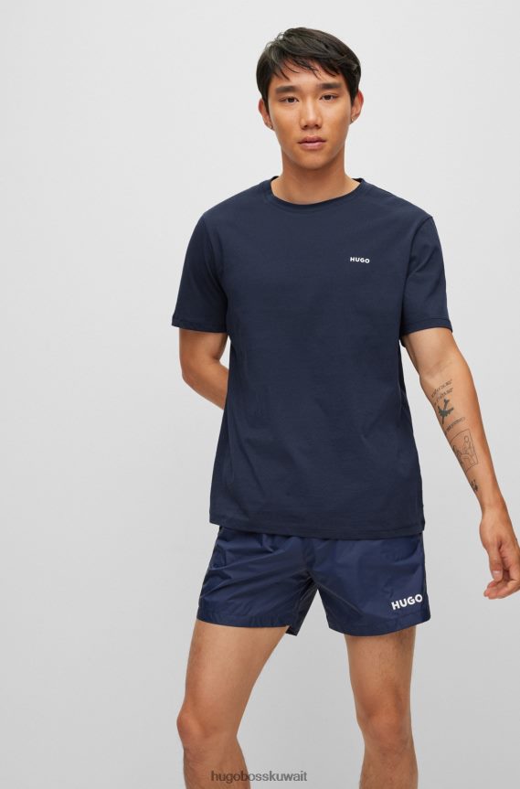 4TFNJN2470 أزرق غامق Hugo Boss تي شيرت من الجيرسي القطني باللون الأزرق الداكن مع شعار هوغو على الصدر