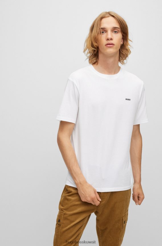 4TFNJN2471 أبيض Hugo Boss تي شيرت من الجيرسي القطني مع شعار هوغو على الصدر باللون الأبيض