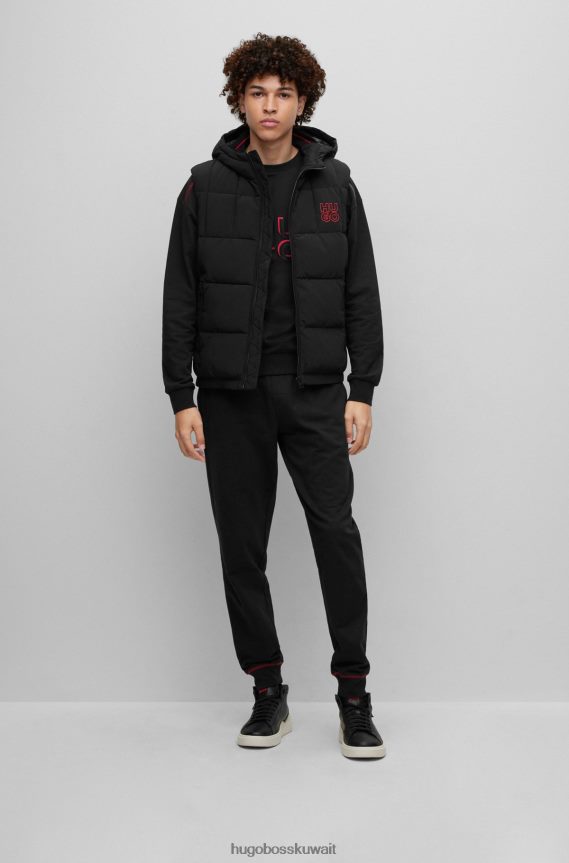 4TFNJN2474 أسود Hugo Boss سروال رياضي من Hugo مصنوع من قطن تيري مع شعار مكدس باللون الأسود