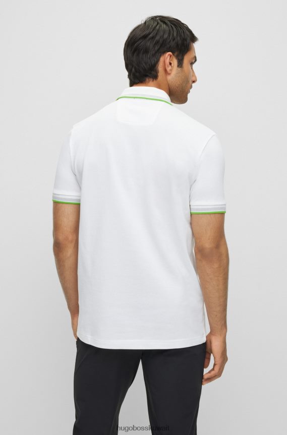 4TFNJN2488 أبيض Hugo Boss قميص بولو من القطن العضوي من Hugo مع تفاصيل شعار متباين باللون الأبيض