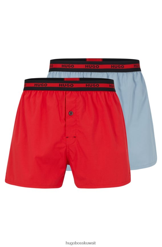 4TFNJN2494 أحمر/أزرق داكن Hugo Boss Hugo حزمة من قطعتين من شورتات الملاكم القطنية مع حزام خصر يحمل الشعار باللون الأحمر
