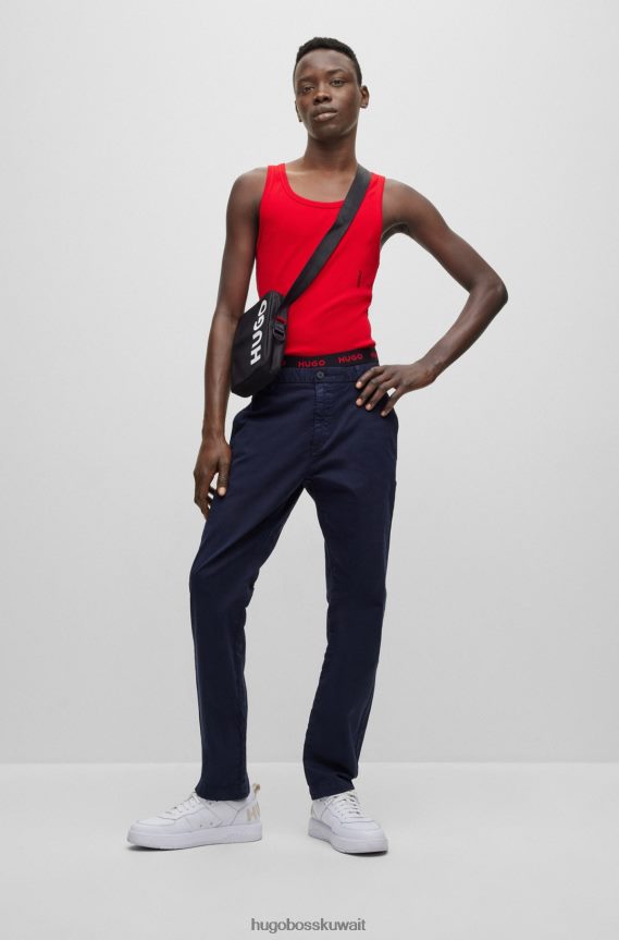 4TFNJN2500 أزرق غامق Hugo Boss بنطال تشينو Hugo بقصّة ضيقة مصنوع من قطن الجبردين المطاطي باللون الأزرق الداكن