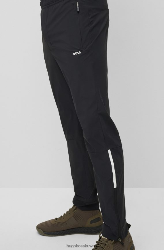 4TFNJN2505 أسود Hugo Boss بنطلون Hugo أسود مدبب مصنوع من قماش مطاطي مقاوم للماء