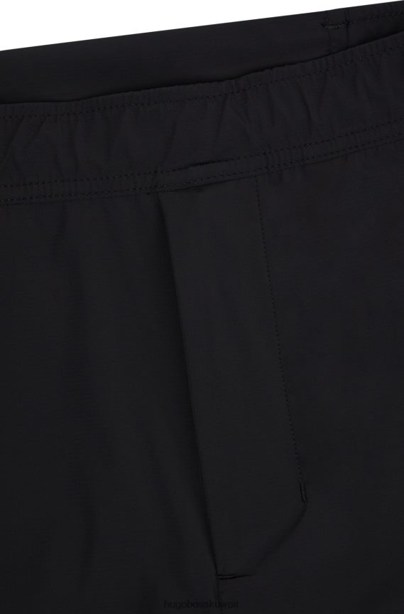 4TFNJN2505 أسود Hugo Boss بنطلون Hugo أسود مدبب مصنوع من قماش مطاطي مقاوم للماء