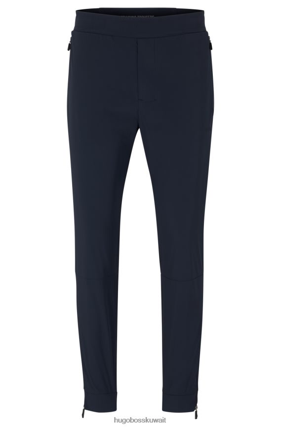 4TFNJN2506 أزرق غامق Hugo Boss بنطلون Hugo ذو قصة ضيقة مصنوع من قماش مطاطي مقاوم للماء باللون الأزرق الداكن