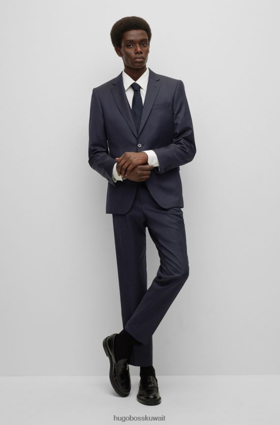 4TFNJN2512 أزرق غامق Hugo Boss بنطلون هوغو برباط من الصوف البكر باللون الأزرق الداكن