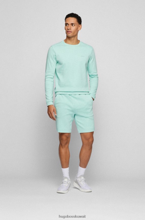 4TFNJN2517 اخضر فاتح Hugo Boss سويت شيرت هوغو برقبة دائرية باللون الأخضر الفاتح من القطن المتشابك مع شعار منحني