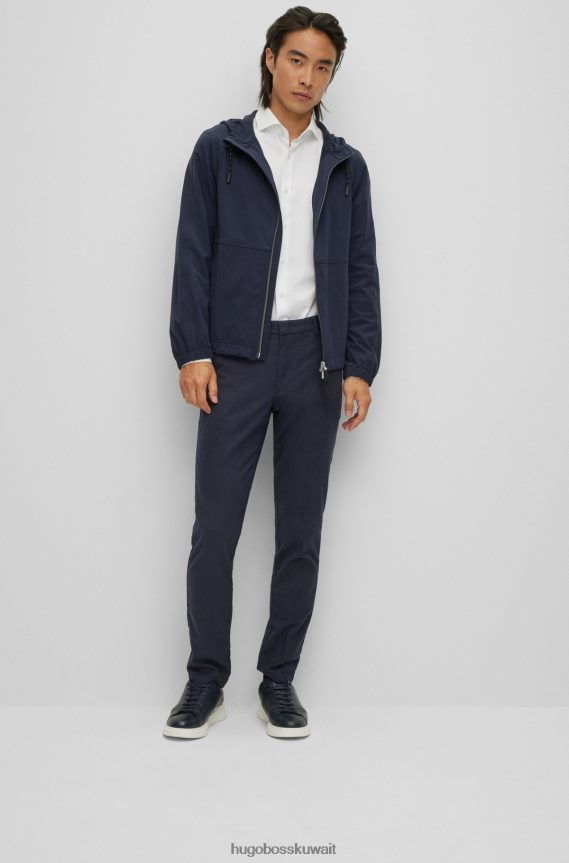 4TFNJN2518 أزرق غامق Hugo Boss هوغو بنطال تشينو بقصة ضيقة من قماش مولينا © القابل للتمدد باللون الأزرق الداكن