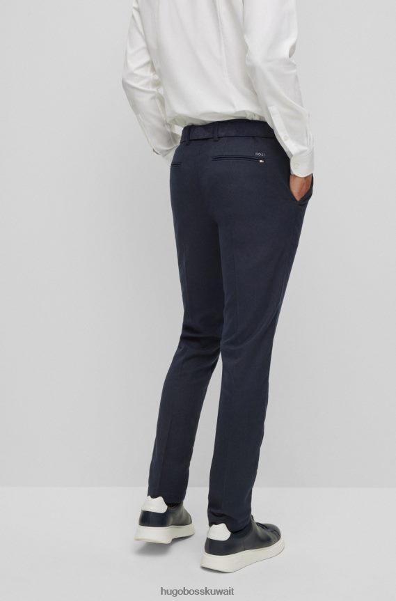 4TFNJN2518 أزرق غامق Hugo Boss هوغو بنطال تشينو بقصة ضيقة من قماش مولينا © القابل للتمدد باللون الأزرق الداكن