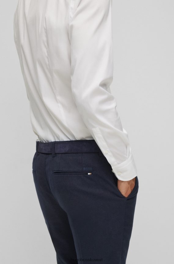 4TFNJN2518 أزرق غامق Hugo Boss هوغو بنطال تشينو بقصة ضيقة من قماش مولينا © القابل للتمدد باللون الأزرق الداكن