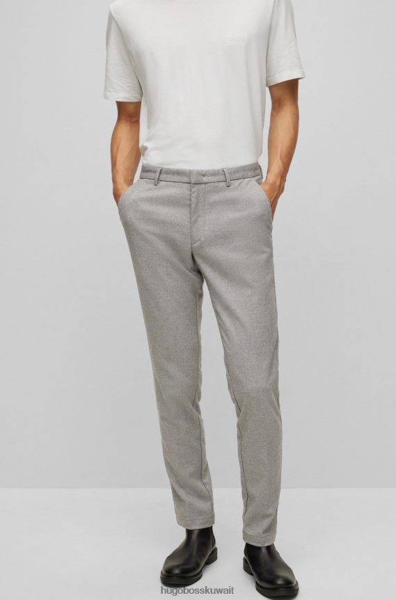 4TFNJN2519 رمادي Hugo Boss بنطال تشينو بقصة ضيقة من قماش مولينا © المطاطي من نسيج قطني طويل باللون الرمادي