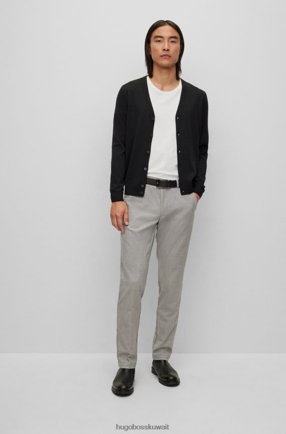 4TFNJN2519 رمادي Hugo Boss بنطال تشينو بقصة ضيقة من قماش مولينا © المطاطي من نسيج قطني طويل باللون الرمادي