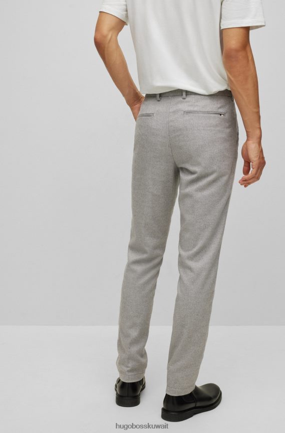 4TFNJN2519 رمادي Hugo Boss بنطال تشينو بقصة ضيقة من قماش مولينا © المطاطي من نسيج قطني طويل باللون الرمادي