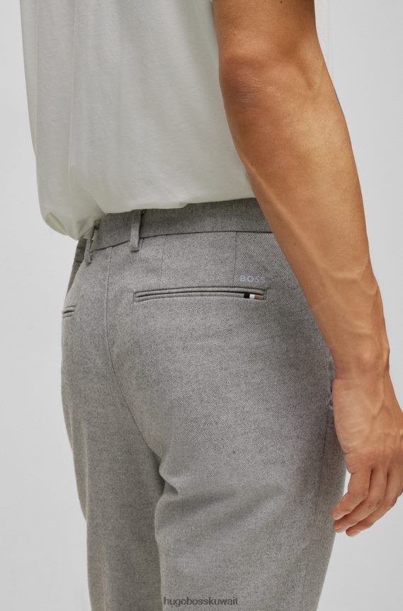 4TFNJN2519 رمادي Hugo Boss بنطال تشينو بقصة ضيقة من قماش مولينا © المطاطي من نسيج قطني طويل باللون الرمادي