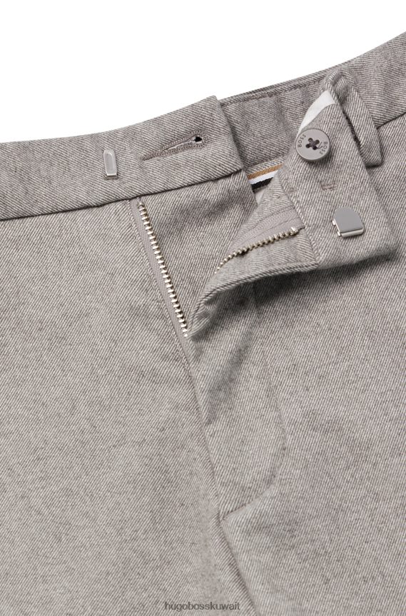 4TFNJN2519 رمادي Hugo Boss بنطال تشينو بقصة ضيقة من قماش مولينا © المطاطي من نسيج قطني طويل باللون الرمادي