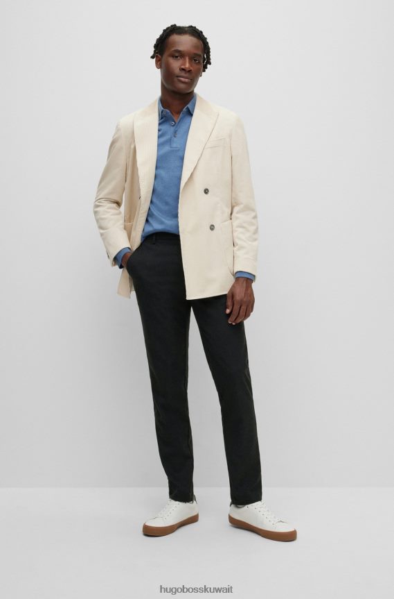 4TFNJN2520 أسود Hugo Boss بنطال تشينو أسود بقصّة ضيّقة من قماش مولينا © المطاطي من نسيج قطني طويل