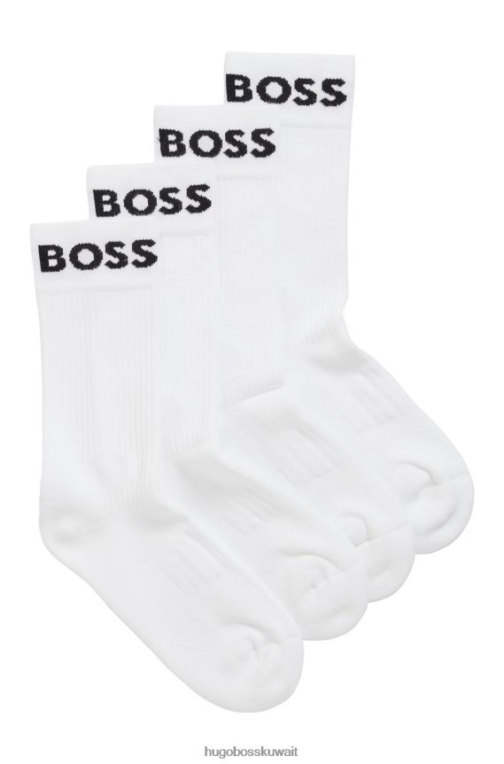 4TFNJN2521 أبيض Hugo Boss زوجان من الجوارب ربع الطول من القماش المطاطي باللون الأبيض Hugo