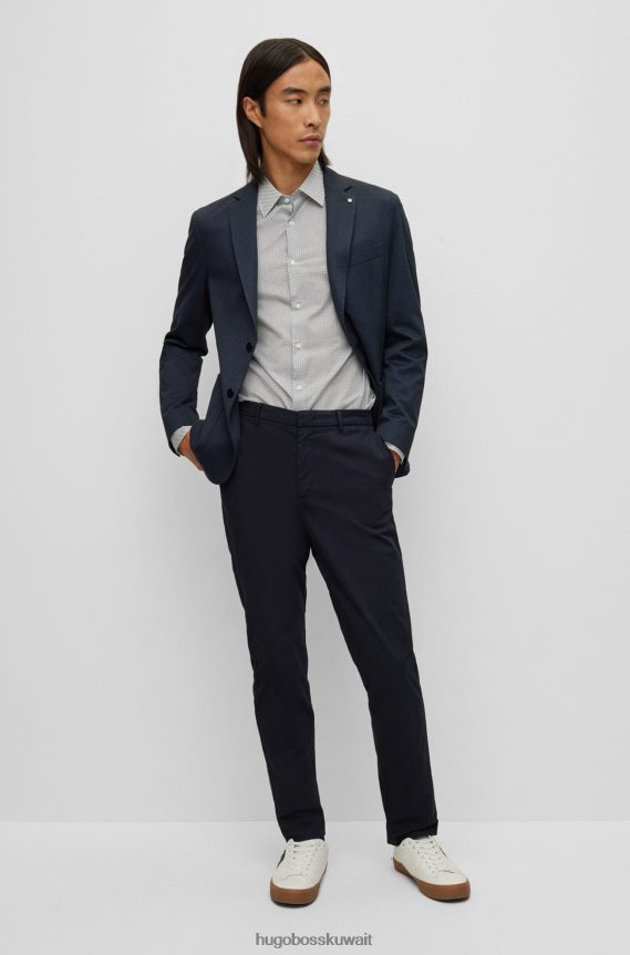 4TFNJN2540 أزرق غامق Hugo Boss سترة ضيقة من مزيج الجيرسي المطاطي من هوغو باللون الأزرق الداكن