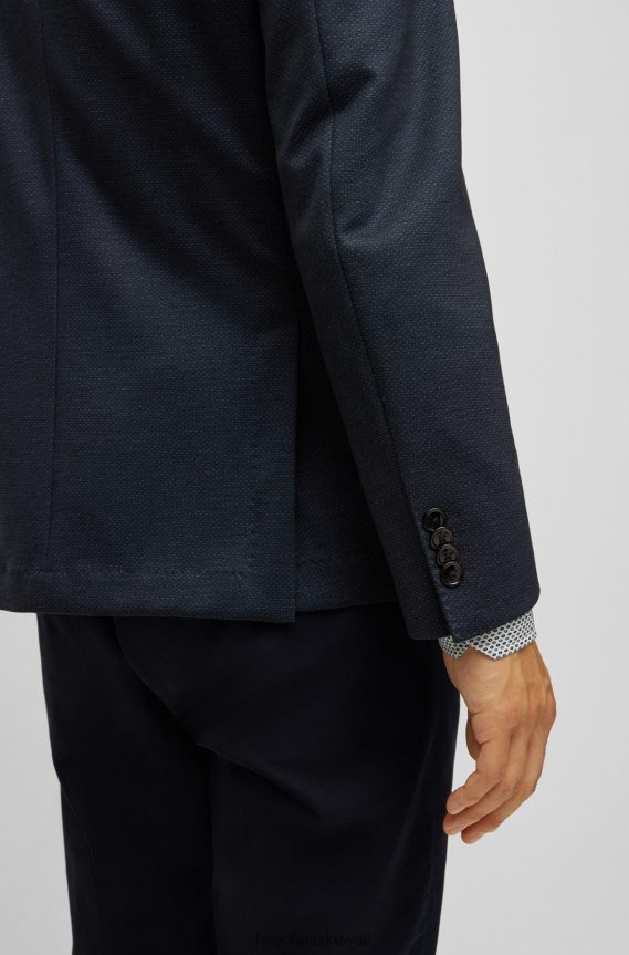 4TFNJN2540 أزرق غامق Hugo Boss سترة ضيقة من مزيج الجيرسي المطاطي من هوغو باللون الأزرق الداكن