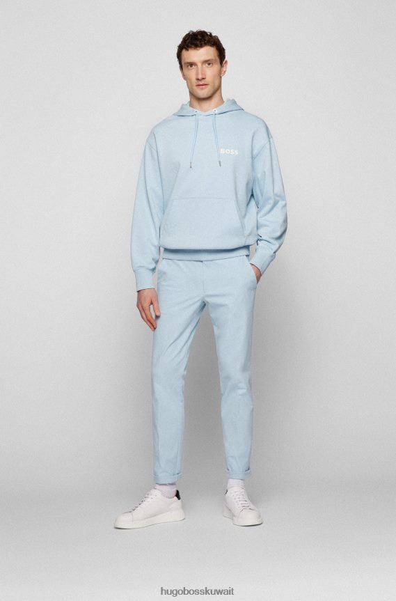 4TFNJN2553 أزرق فاتح Hugo Boss بنطلون أزرق فاتح بقصة ضيقة مع طيات أمامية من مزيج القطن