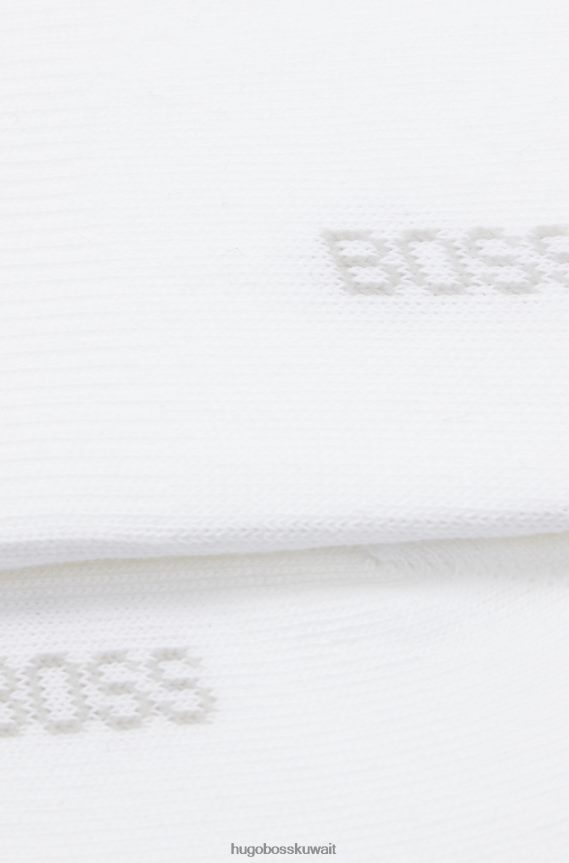 4TFNJN2559 أبيض Hugo Boss حزمة من اثنين من الجوارب غير المرئية باللون الأبيض من مزيج القطن