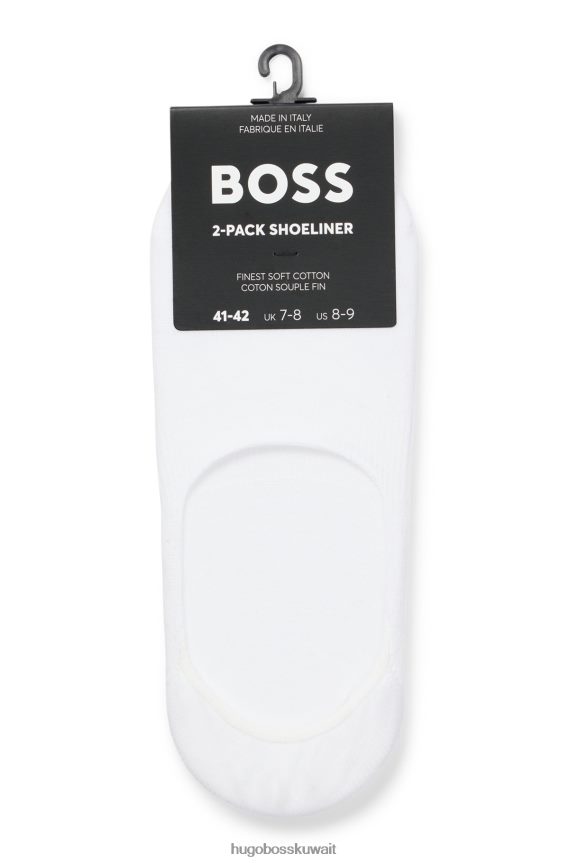 4TFNJN2559 أبيض Hugo Boss حزمة من اثنين من الجوارب غير المرئية باللون الأبيض من مزيج القطن