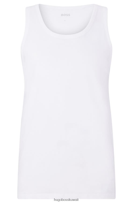 4TFNJN2561 أبيض Hugo Boss مجموعة من ثلاث سترات داخلية قطنية من Hugo باللون الأبيض مع شعارات مطرزة