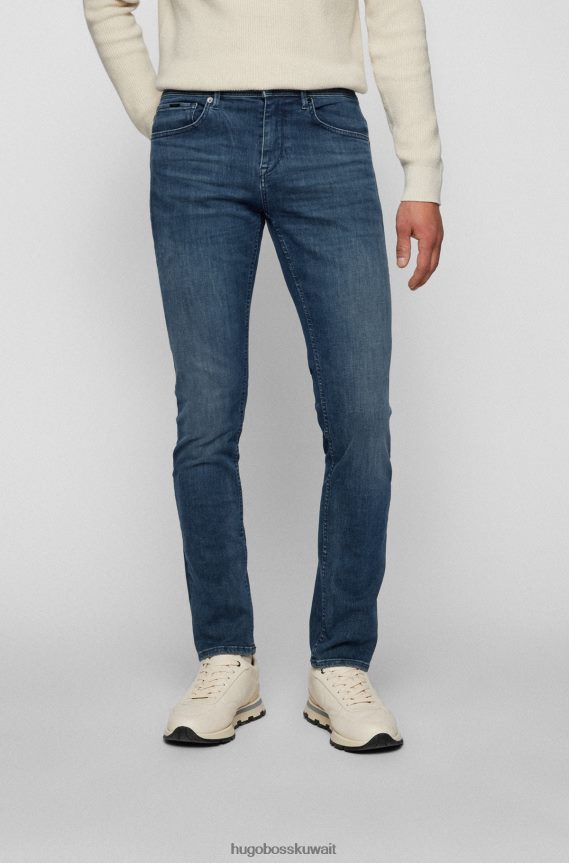 4TFNJN2565 أزرق Hugo Boss بنطال جينز أزرق بقصّة ضيّقة للغاية مصنوع من قماش الدنيم المطاطي باللون الرمادي