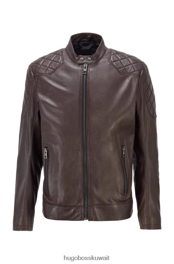 4TFNJN256 بني Hugo Boss جاكيت جلد جادور 50452662 بني