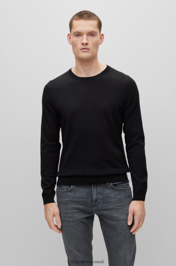 4TFNJN2599 أسود Hugo Boss سترة ضيقة من الصوف البكر هوغو باللون الأسود