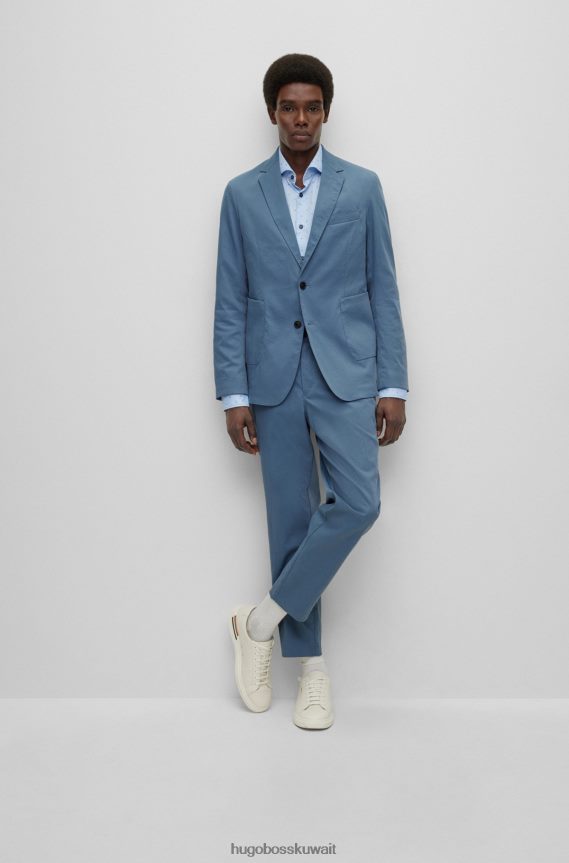 4TFNJN2601 أزرق Hugo Boss سترة هوغو الزرقاء ذات الصدر الواحد ذات المقاس النحيف والمصنوعة من قماش عالي الأداء