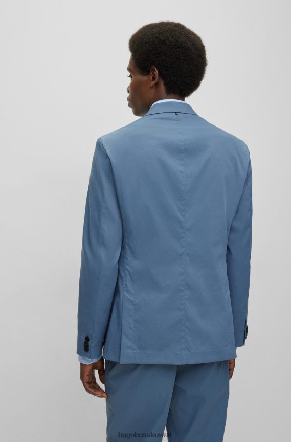 4TFNJN2601 أزرق Hugo Boss سترة هوغو الزرقاء ذات الصدر الواحد ذات المقاس النحيف والمصنوعة من قماش عالي الأداء