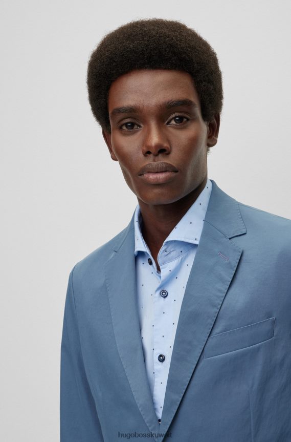 4TFNJN2601 أزرق Hugo Boss سترة هوغو الزرقاء ذات الصدر الواحد ذات المقاس النحيف والمصنوعة من قماش عالي الأداء