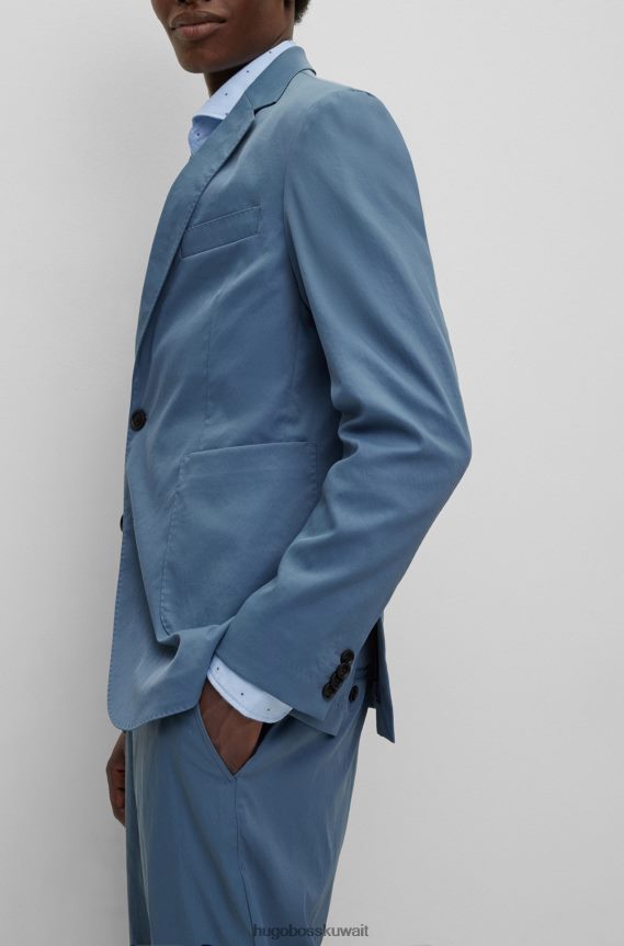 4TFNJN2601 أزرق Hugo Boss سترة هوغو الزرقاء ذات الصدر الواحد ذات المقاس النحيف والمصنوعة من قماش عالي الأداء