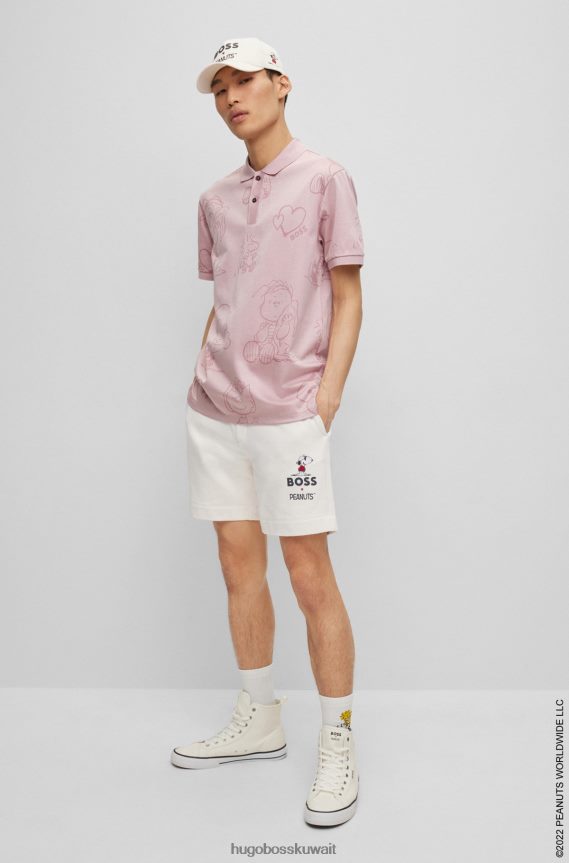 4TFNJN2612 أبيض Hugo Boss شورت من قطن تيري × الفول السوداني مع عمل فني حصري