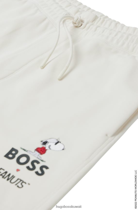 4TFNJN2612 أبيض Hugo Boss شورت من قطن تيري × الفول السوداني مع عمل فني حصري