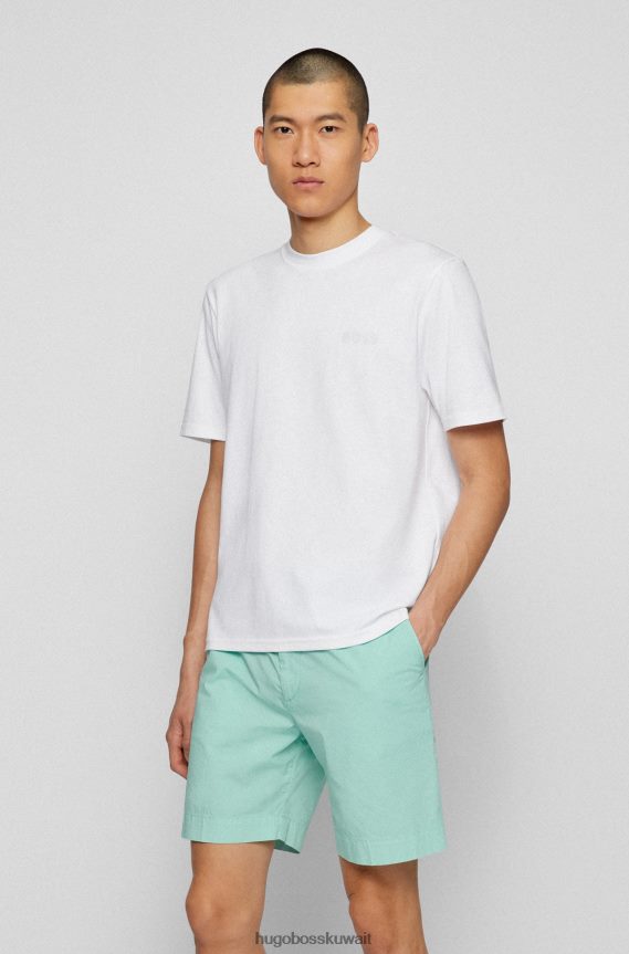 4TFNJN2613 أبيض Hugo Boss تي شيرت من الجيرسي القطني مع شعار هوغو بطبعة مطاطية باللون الأبيض