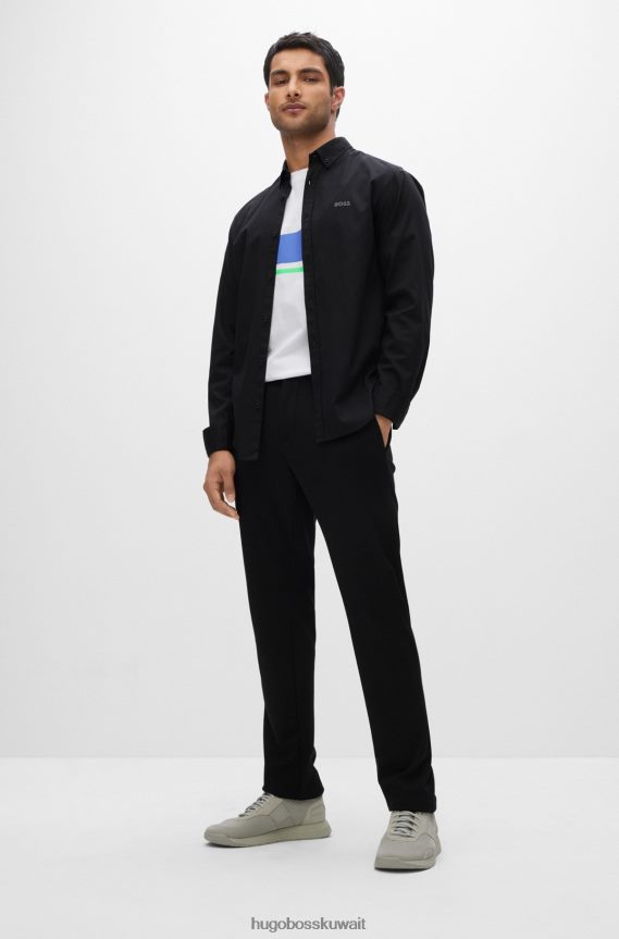 4TFNJN2624 أبيض Hugo Boss تيشيرت Hugo مريح من القطن العضوي مع شعار عمل فني باللون الأبيض