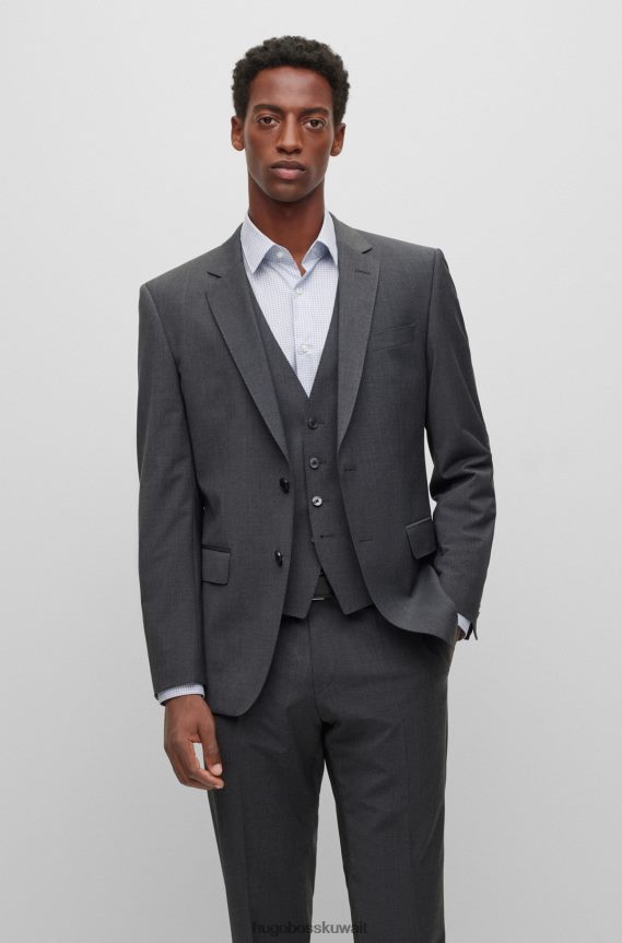 4TFNJN2626 الرمادي الداكن Hugo Boss سترة رمادية داكنة بقصة ضيقة في هوغو من مزيج الصوف البكر