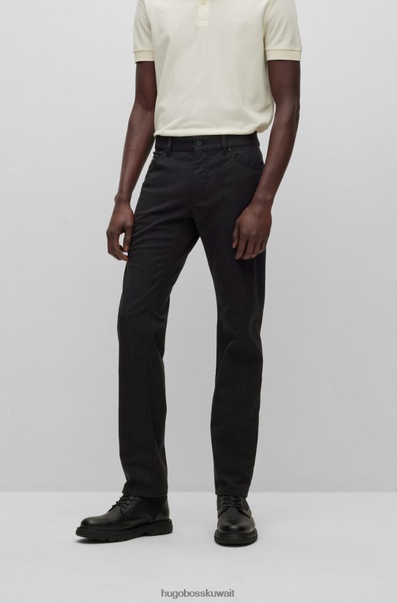 4TFNJN2639 أسود Hugo Boss بنطال جينز بقصة عادية من قماش الدنيم المطاطي هوغو باللون الأسود