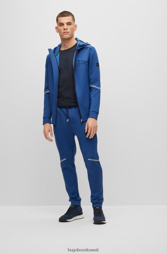 4TFNJN2643 أزرق غامق Hugo Boss تي شيرت من القطن العضوي مع شعار منحني هوغو باللون الأزرق الداكن