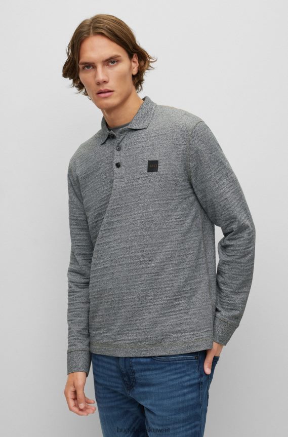 4TFNJN2648 رمادي فاتح Hugo Boss قميص بولو من قطن بيكيه© من هوغو مع شعار سيليكون باللون الرمادي الفاتح