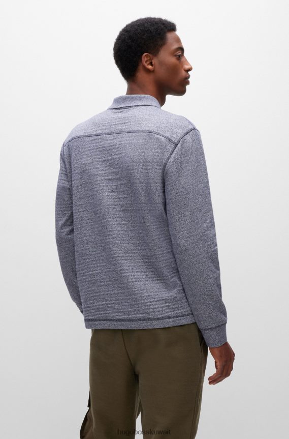 4TFNJN2649 أزرق غامق Hugo Boss قميص بولو من قطن بيكيه مع شعار السيليكون باللون الأزرق الداكن