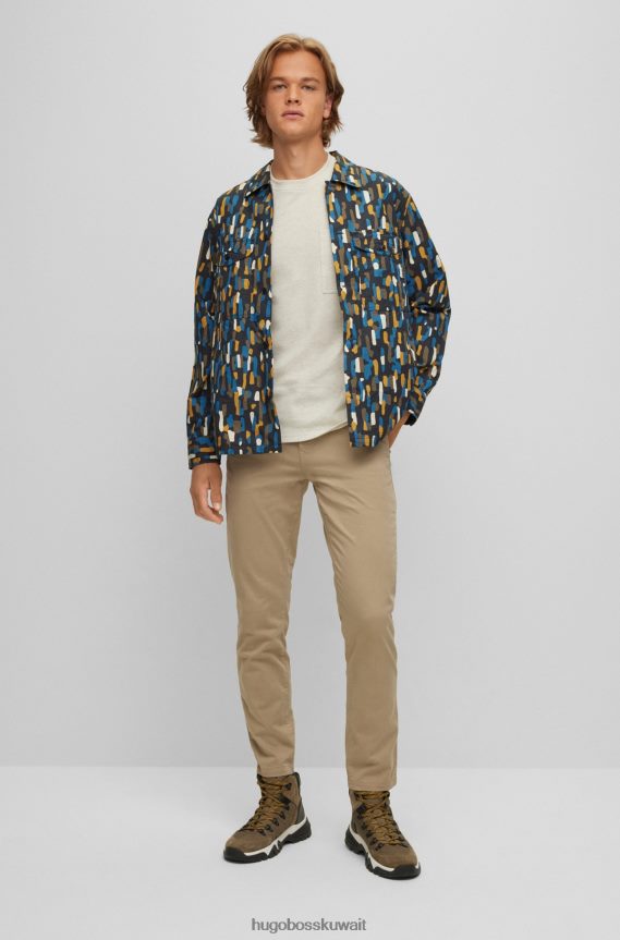 4TFNJN2659 البيج الفاتح Hugo Boss هوغو تي شيرت مريح باللون البيج الفاتح مع هيكل وافل