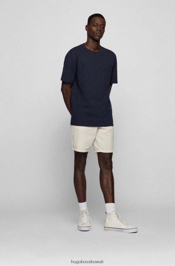 4TFNJN2660 أزرق غامق Hugo Boss تي شيرت Hugo مريح بهيكل وافل باللون الأزرق الداكن