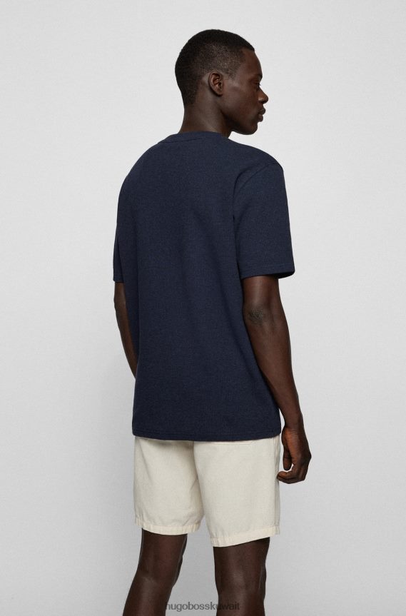 4TFNJN2660 أزرق غامق Hugo Boss تي شيرت Hugo مريح بهيكل وافل باللون الأزرق الداكن